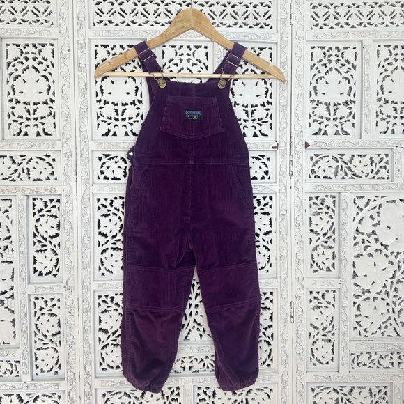 KIDS Vtg Lands End Purple Corduroy Roveralls Overalls Made In USA Sz 4T - Picture 1 of 6